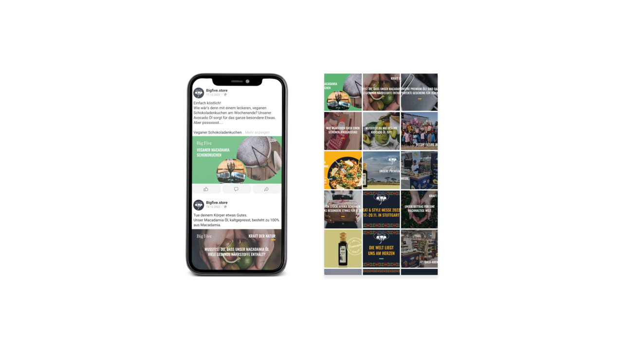 Socialmedia Auftritt von Big Five in der mobilen Darstellung