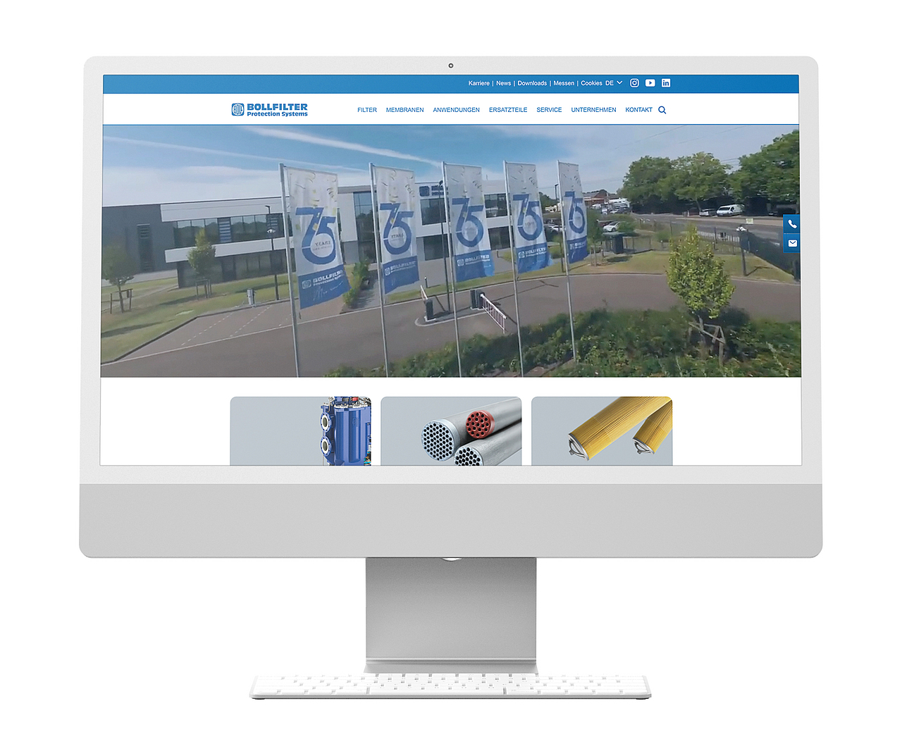 Die Startseite der Bollfilter Website