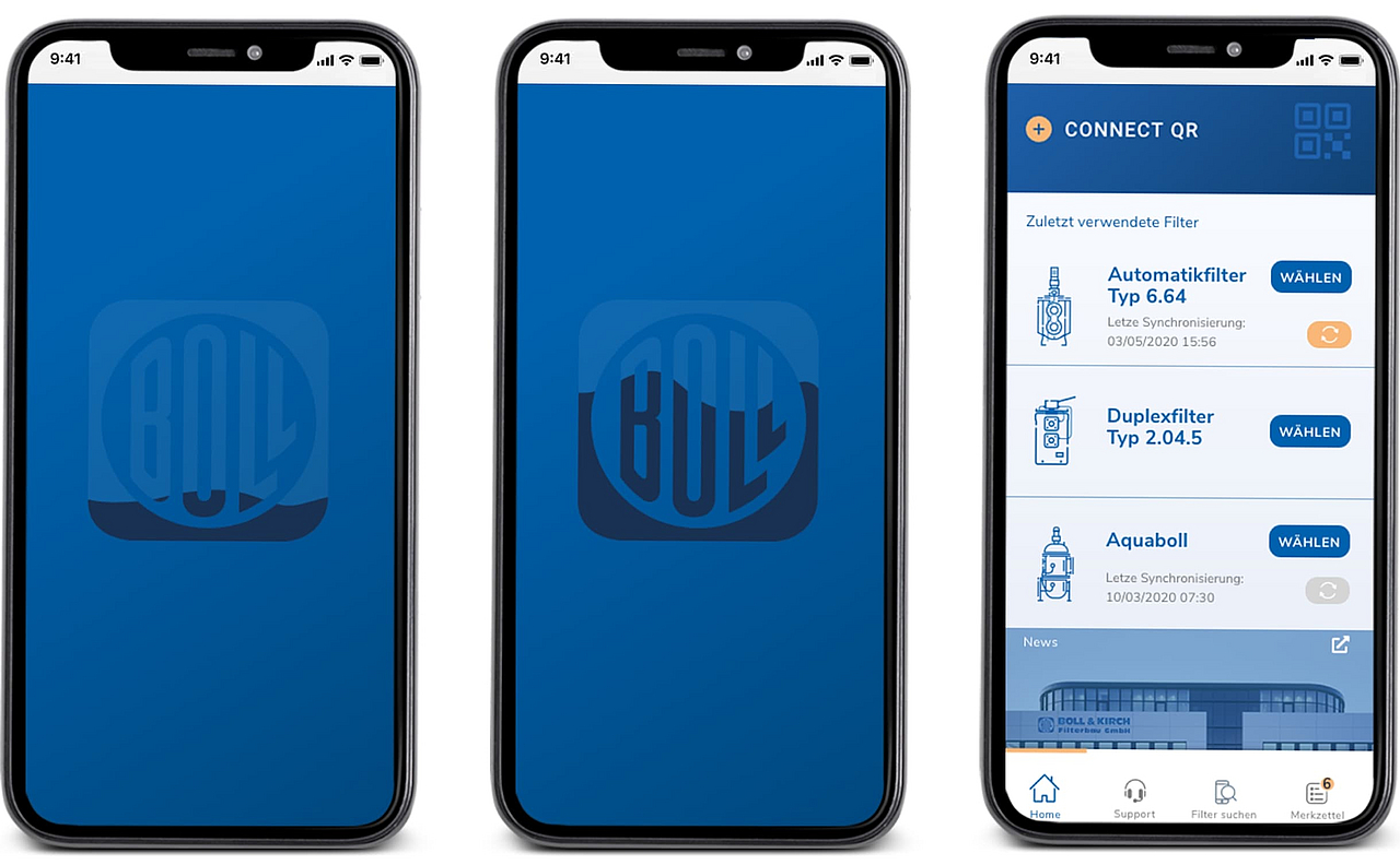 Startseiten Screen der BOLLbox App