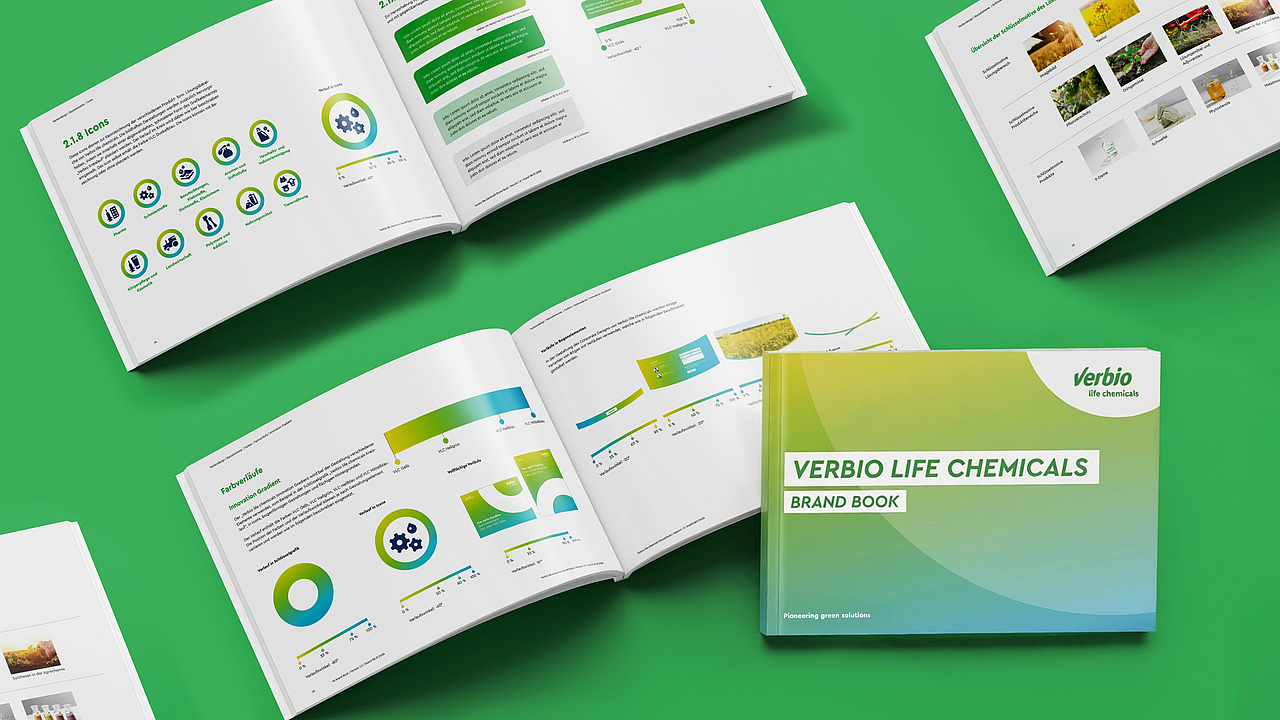 Mockups des Verbio life chemicals Brandbooks