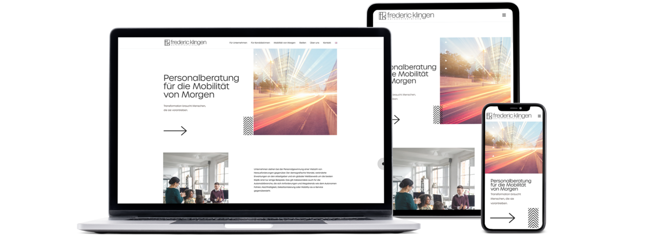 Die Frederic Klingen Website in Responsiver Darstellung