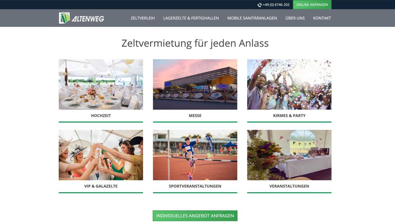 Zeltkategorien in der Übersicht je nach Anlass