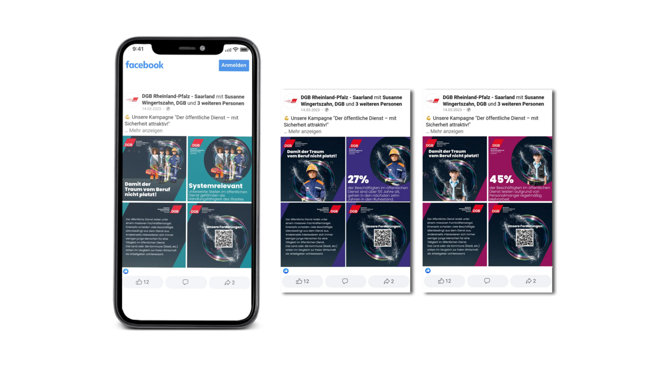 Facebook Posts der DGB Crossmedia Kampagne