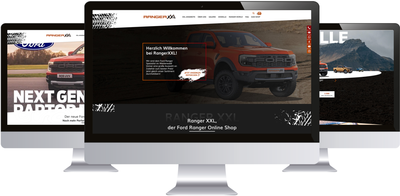 Desktopansichten der Ford Ranger XXL Website