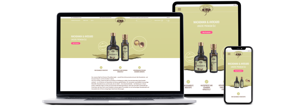 Der Big Five Shop in Responsiver Darstellung