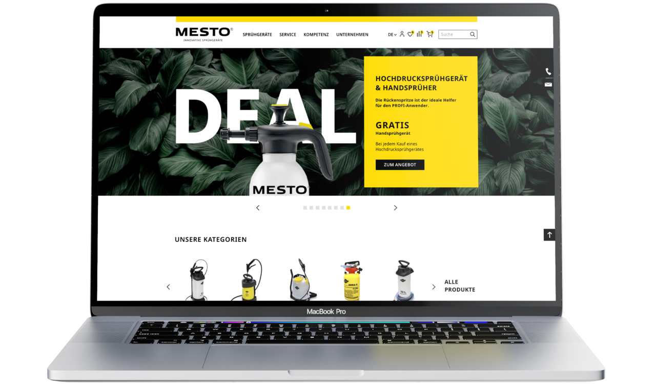 Mesto Website auf dem Laptop 