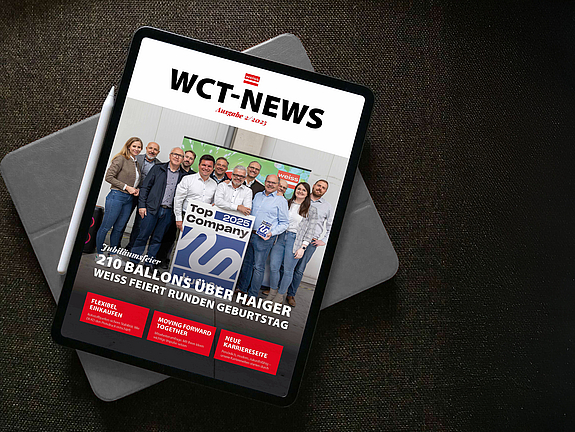 Das WCT Magazin von Weiss Chemie auf einem Tablet-Mockup